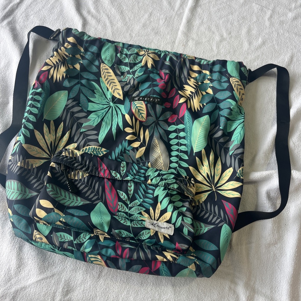 Risefit Water Resistant Floral Drawstring Backpack Gym Bag Beach Backpack